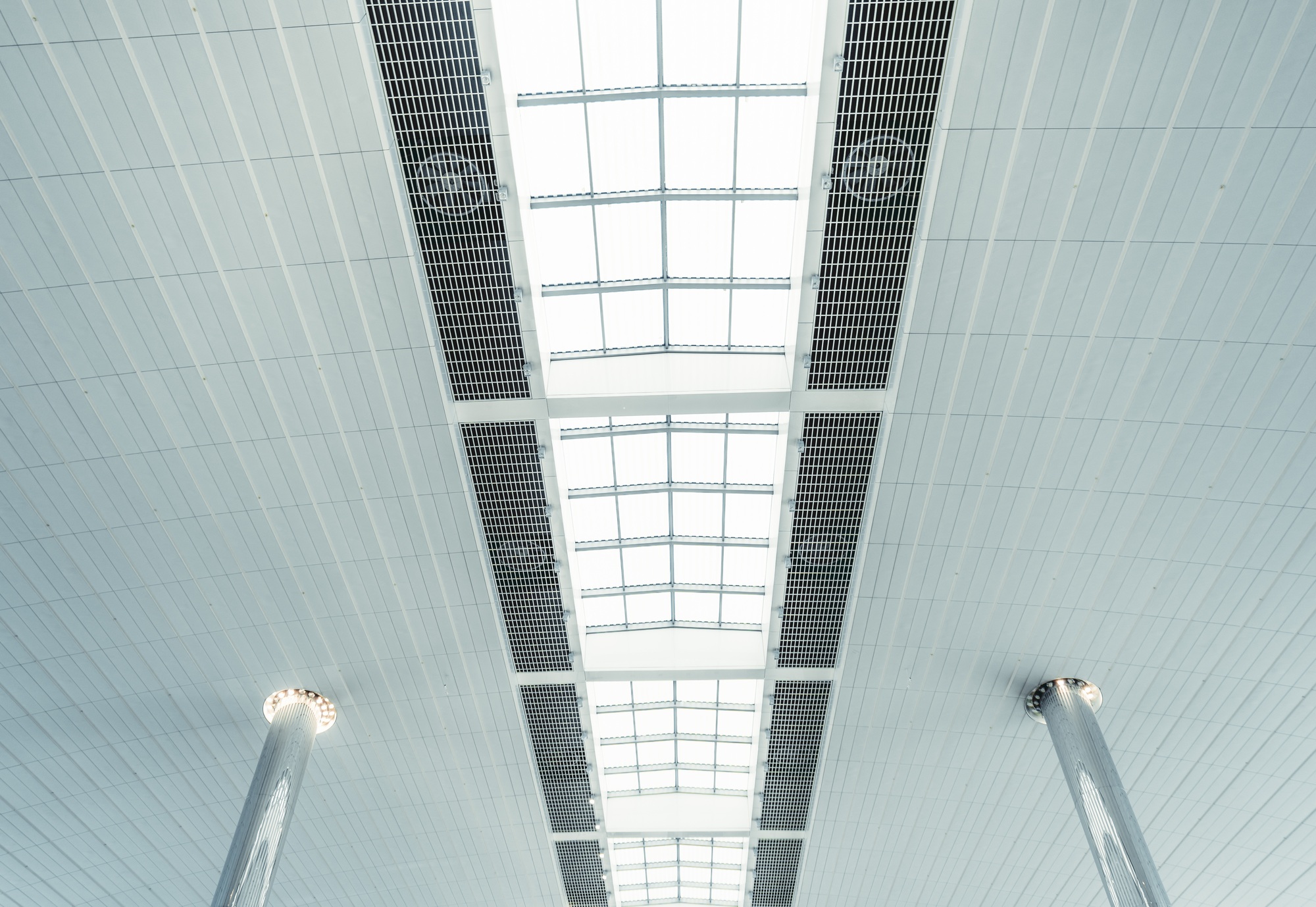 Modern tech metal ceiling at airport
